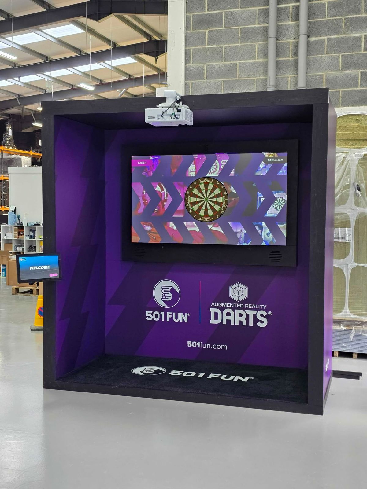 501 Fun dart pod booth with screen